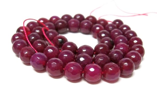 Edelstein Strang 8 mm Achat Rubin/Fuchsia facettierter